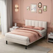 Dupla kárpitozott ágy 140x200 Sherpa szövet bézs