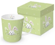 Húsvéti nyuszis porcelán bögre díszdobozban Hello Easter green