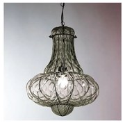 SIRU - Csillár láncon DOGE 1xE27/60W/230V átm. 30 cm átlátszó/fekete Velencei üveg