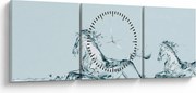 Kép - Vízcseppekből álló lovak (órával) (90x30 cm)