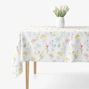 Goldea szögletes terítő 100% pamutvászon deluxe - virágzó réti virágok 140 x 220 cm