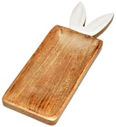 Mangófából készült dekoratív tálca BUNNY EARS 36x12 cm