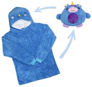 WIGGO 3 az 1-ben gyerek pulóver kapucnival és plüss egyszarvú, kék