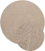 Kerek gyapjú szőnyeg nappaliba 200cm, bézs félkör mintás, 3d hatás