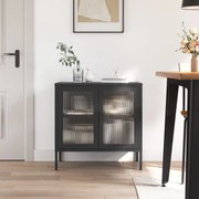 fekete üveg és acél tálalószekrény 70 x 35 x 70 cm