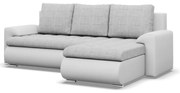 Tokio sarokkanapé, 2 ágyneműtartóval, fonott + műbőr, jobboldali, szürke - fehér