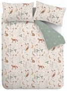 Zöld-bézs egyszemélyes ágyneműhuzat 135x200 cm Enchanted Twilight Animals – Catherine Lansfield