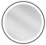 Mexen Esso megvilágított, kerek fürdőszobai tükör, 70 cm, LED 6000K, páramentes, fekete keret - 9825-070-070-611-70