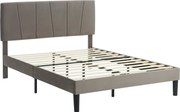 HOMCOM Két Személyes Ágykeret, 140 x 190 cm, Fémkeret, Állítható Fejtámla, Rácsos Alap, Tároló Az Ágy Alatt, Könnyű Összeszerelés, Szürke | Aosom