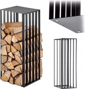 Kandalló Fa Állvány Tűzifa Kosár Fém Könyvespolc Nagy Fekete 90 cm