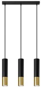 Sollux SL.0954 - Csillár zsinóron LOOPEZ 3xGU10/10W/230V fekete/arany