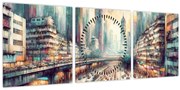 Kép - Városi élet (órával) (90x30 cm)
