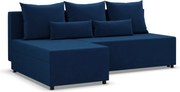 Nobu sarokkanapé, bársony, univerzális oldal, kék