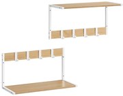 2 db fali polc szett, MDF + fém, tölgy/fehér színben, 50×24×27 cm – ABP-E1083 WT