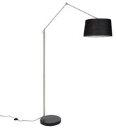 Modern állólámpa acélból, fekete vászon árnyékolóval 45 cm - Editor
