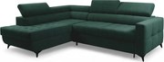 Nardo L sarokkanapé ágyfunkcióval bal oldali - zöld bársony Bluvel 78