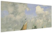 Kép - Eugène Boudin, Ships and Sailing Boats Leaving Le Havre, reprodukciók (120x50 cm)