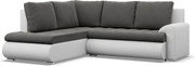 Tokio sarokkanapé, L alakú háttámlával, 2 ágyneműtartóval, bársony + műbőr, baloldali, szürke - fehér