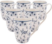 6 darab kerámia bögre, Něžné kvítí 300 ml, kék