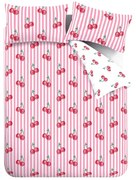 Fehér-rózsaszín kétszemélyes-hosszabbított ágyneműhuzat 230x220 cm Disco Cherries Stripes – Catherine Lansfield