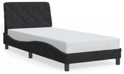 fekete bársony ágykeret LED-ekkel matrac nélkül 90 x 200 cm