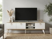 TV állvány CAROL 160 cm, fehér/arany