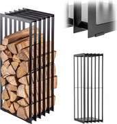 Kandalló Fa Állvány Tűzifa Kosár Fém Könyvespolc Nagy Fekete 100 cm