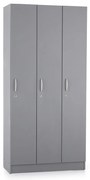 Fa gardrób Visio LUX - 3 rekeszes, 90 x 42 x 190 cm, szürke