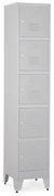 Fém szekrény - 5 doboz, 38 x 45 x 196,5 cm, helyreigazítással, hengerzár, világos szürke - ral 7035