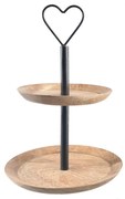 InDecor Mangófából készült állvány Szív 2emeletes, 23 x 23 x 32 cm