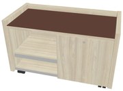 Verno mobil konténer 100 x 50 cm üveggel, bal, akác / barna