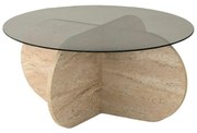 Bubble Travertine konferenciaasztal sötét üveggel