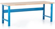 Műhelyasztal Basic, előlappal, 200 x 80 cm, kék - ral 5012
