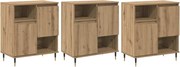 vidaXL Oldalszekrények 3 pcs kézműves tölgy 180 x 35 x 70 cm Faanyag