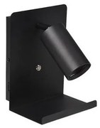 Fali spotlámpa polccal, USB töltővel 1xGU10/35W/230V fekete