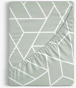 Goldea pamut körgumis lepedő - mozaik minta, zsálya alapon 80 x 160 cm