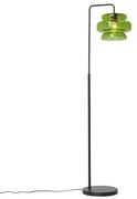 Retro állólámpa fekete, zöld üveggel - Denise