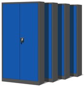 Set 4x fém iratszekrény JAN H, 900 x 1950 x 400 mm, antracit-kék