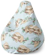 Pear babzsák lajhárok az ágon - gyerek, kék / bézs