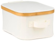 Tárolódoboz G21 24 x 30 x 15 cm, bambusz fedéllel, bézs