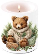 Karácsonyi Mackó átvilágítós gyertya 10x10 cm