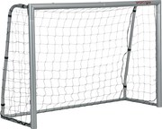 SPORTNOW Foci Kapu PE Hálóval, Foci Kapu Gyerekeknek és Felnőtteknek, 240 x 85 x 160 cm, Acél, PE, Kerthez, Foci Edzéshez, Szürke | Aosom