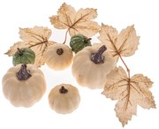 Őszi dekorációs szett, tök és levelek, 10 db