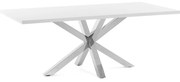Arya fehér étkezőasztal rozsdamentes acél lábakkal, 160 x 100 cm - Kave Home