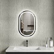 Erga Lyra, ovális LED tükör 40x60cm, 3 fényszín, első és hátsó világítás, páramentes fűtőpárna, ERG-V01-LYRA-4060-CL