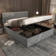 Kárpitozott ágy Franciaágy 140 x 200 cm Hidraulikus Szürke