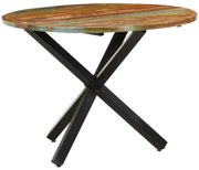 kerek tömör újrahasznosított fa étkezőasztal 100 x 100 x 75 cm