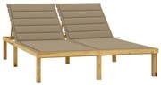 impregnált fenyőfa kétszemélyes napozóágy bézs párnákkal