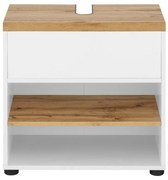 Fehér mosdó alatti szekrény tölgyfa dekorral 60x57 cm Thessa – Støraa