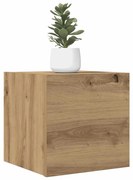 kézműves tölgy színű falra szerelhető TV-szekrény 30,5x30x30 cm